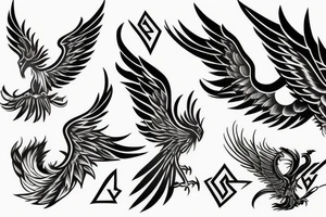 Phoenix soaring down in realistic fire tattoo idea