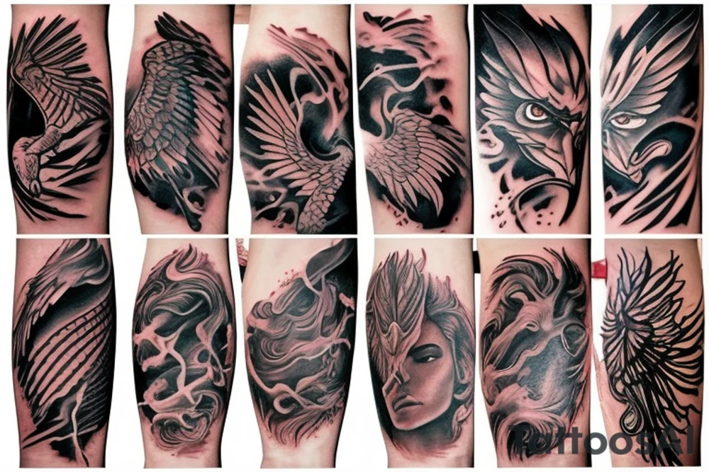 Phoenix in realistic fire tattoo idea