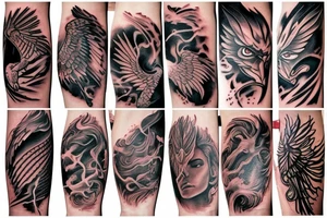 Phoenix in realistic fire tattoo idea