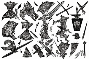 D20 with a sword stabbing down through it tattoo idea