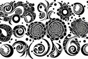 A floral fibinocci spiral with the phases of the moon tattoo idea