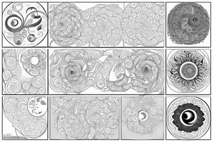 A floral fibinocci spiral with the phases of the moon tattoo idea