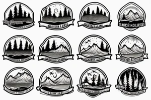 Nature tattoo with a lake in the shape of the Mississippi state in the fore ground with trees and a mountain in the background tattoo idea
