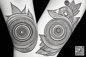 A spiral with plants in the Golden radio tattoo idea