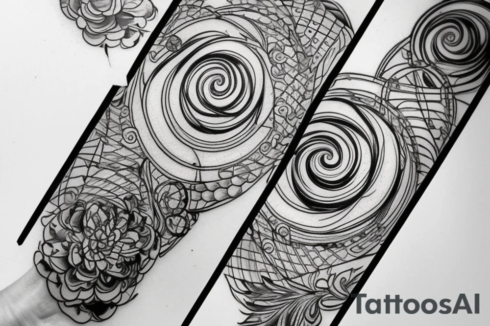 Golden ratio spiral with floral added in tattoo idea