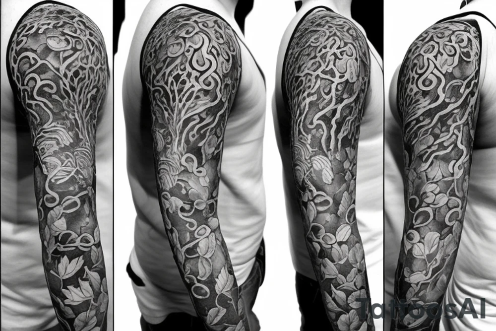 Half sleeve of vines representing growth tattoo idea