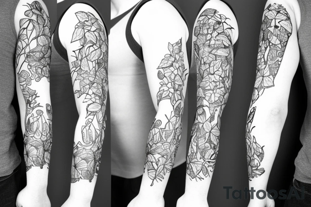 Half sleeve of vines that represent growth tattoo idea