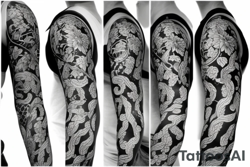 Half sleeve of vines that represent growth tattoo idea
