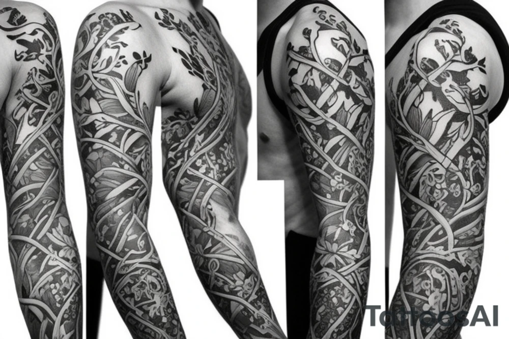 Half sleeve of vines that represent growth tattoo idea