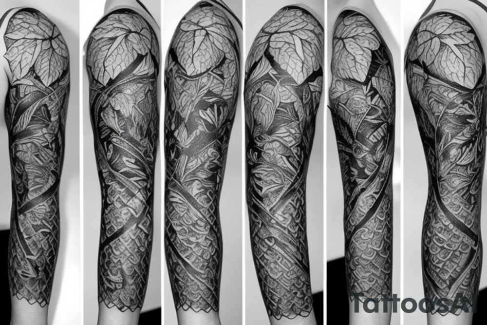 Half sleeve of vines that represent growth tattoo idea
