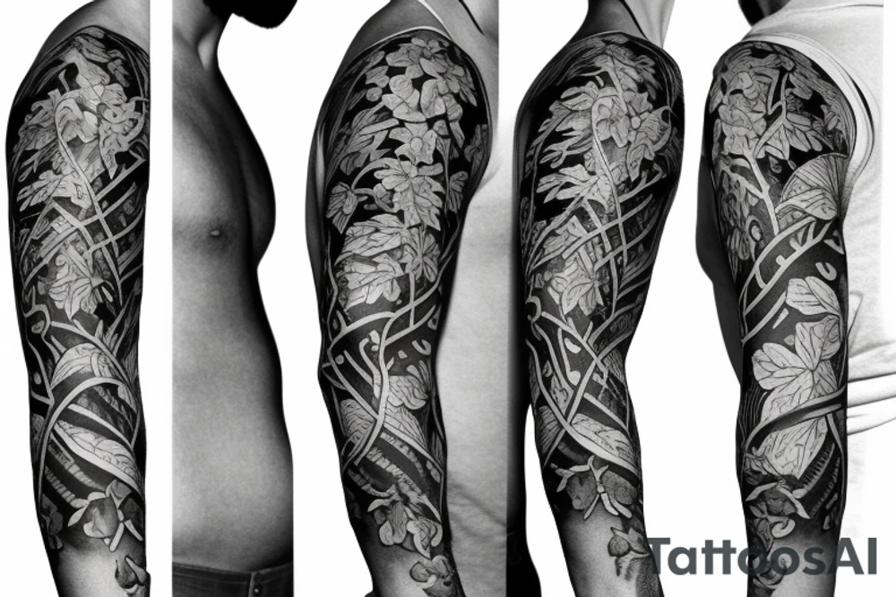 Half sleeve of vines that represent growth tattoo idea Half sleeve of vines that represent growth tattoo idea