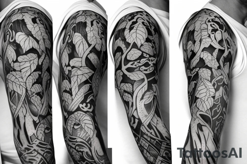 Half sleeve of vines that represent growth tattoo idea