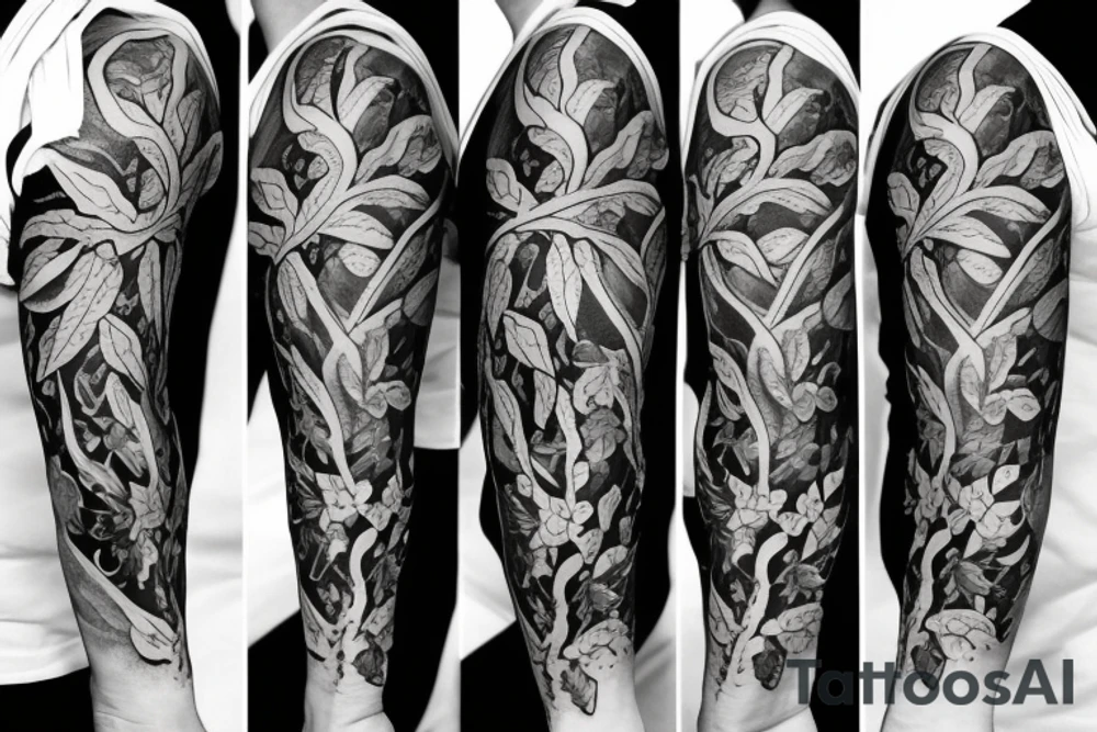 Half sleeve of Vines growing tattoo idea