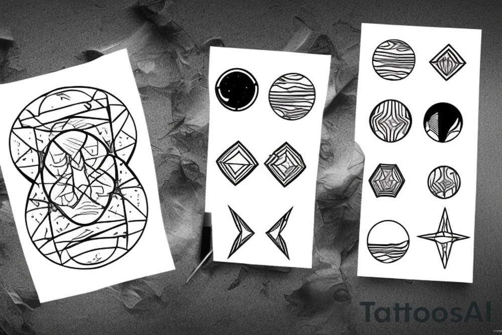 Northern lights planets stars shapes tattoo idea