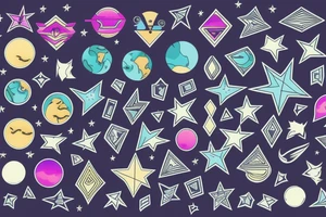 Northern lights planets stars shapes tattoo idea