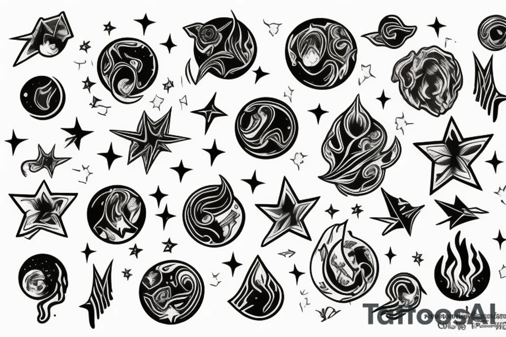 Northern lights planets stars tattoo idea