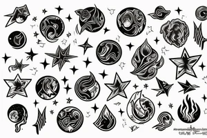 Northern lights planets stars tattoo idea