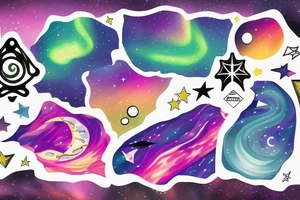 Northern lights planets stars tattoo idea