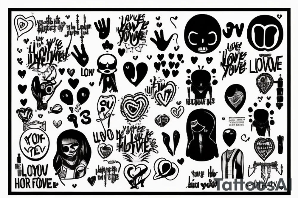 The lyrics 'Live your heart and never follow' from Hot Water Music's 'It's Hard to Know' are interpreted using the symbols style featured in 'Love, Death & Robots'. tattoo idea