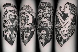 The lyrics 'Live your heart and never follow' from Hot Water Music's 'It's Hard to Know' are interpreted using the icon style featured in 'Love, Death & Robots'. tattoo idea