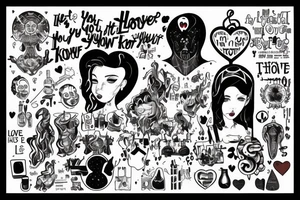 The lyrics 'Live your heart and never follow' from Hot Water Music's 'It's Hard to Know' are interpreted using the icon style featured in 'Love, Death & Robots'. tattoo idea
