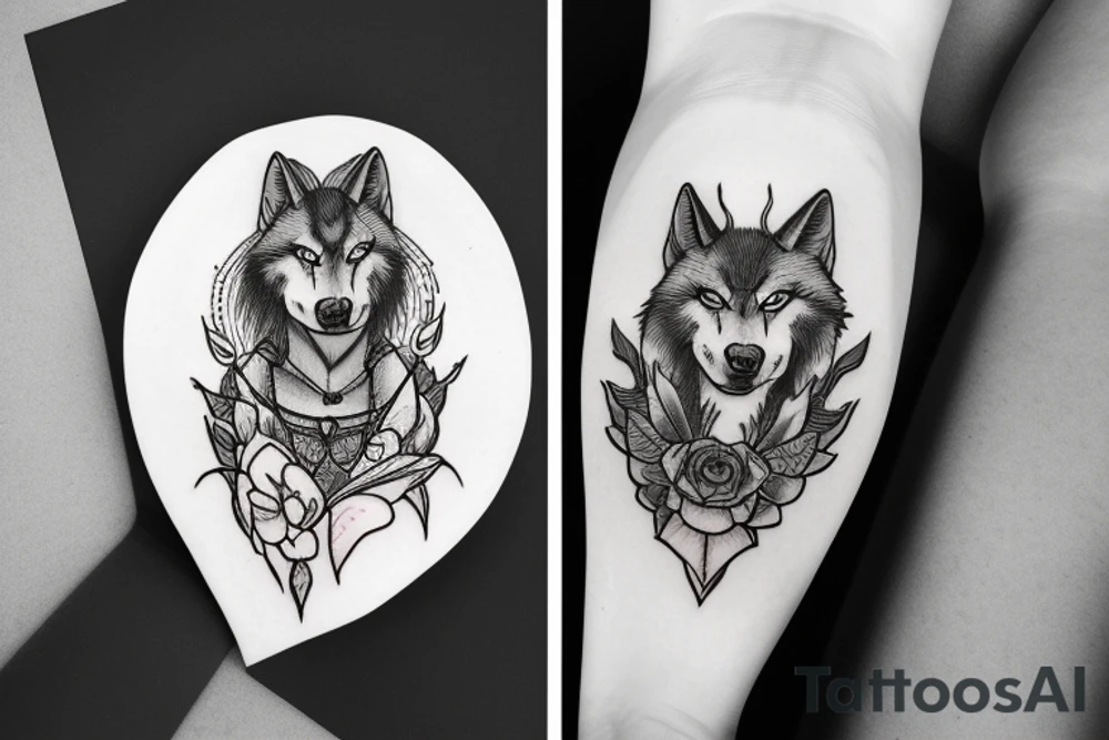 Interpreting a wolf in the style of Love, Death & Robots' icons tattoo idea