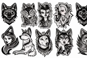 Interpreting a wolf in the style of Love, Death & Robots' icons tattoo idea