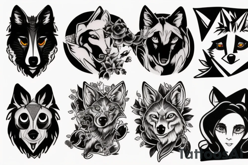 Interpreting a wolf in the style of Love, Death & Robots' icons tattoo idea