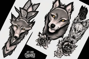 Interpreting a wolf in the style of Love, Death & Robots' icons tattoo idea