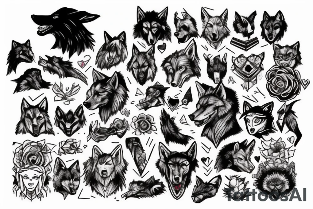 Interpreting a wolf in the style of Love, Death & Robots' icons tattoo idea