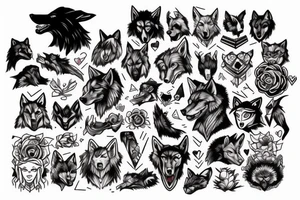 Interpreting a wolf in the style of Love, Death & Robots' icons tattoo idea