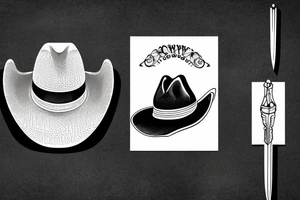 A cowboy hat impaled on a longsword tattoo idea