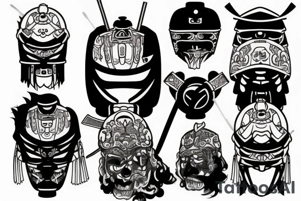 techno, samurai, katana tattoo idea