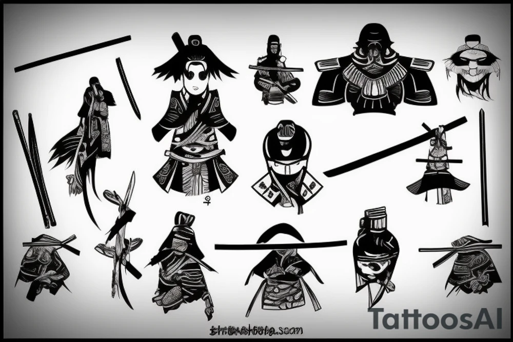 techno, samurai, katana tattoo idea