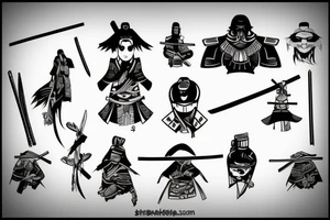 techno, samurai, katana tattoo idea