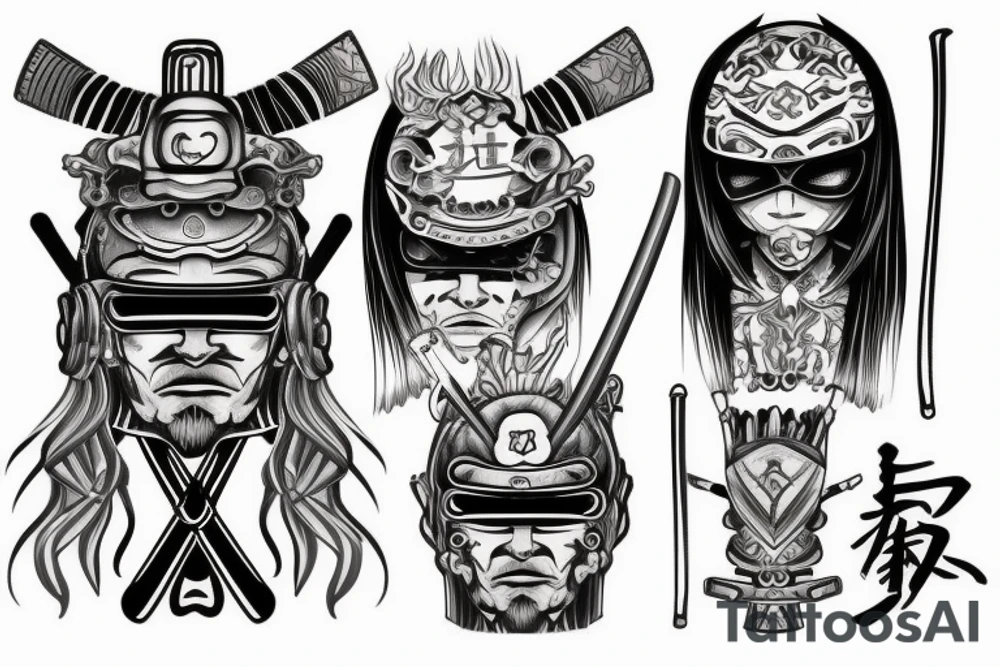 techno, samurai, katana tattoo idea
