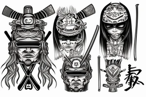 techno, samurai, katana tattoo idea