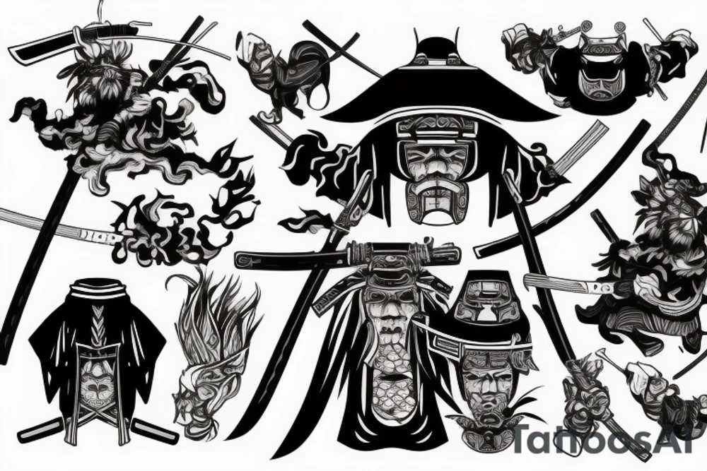 techno, samurai, katana tattoo idea