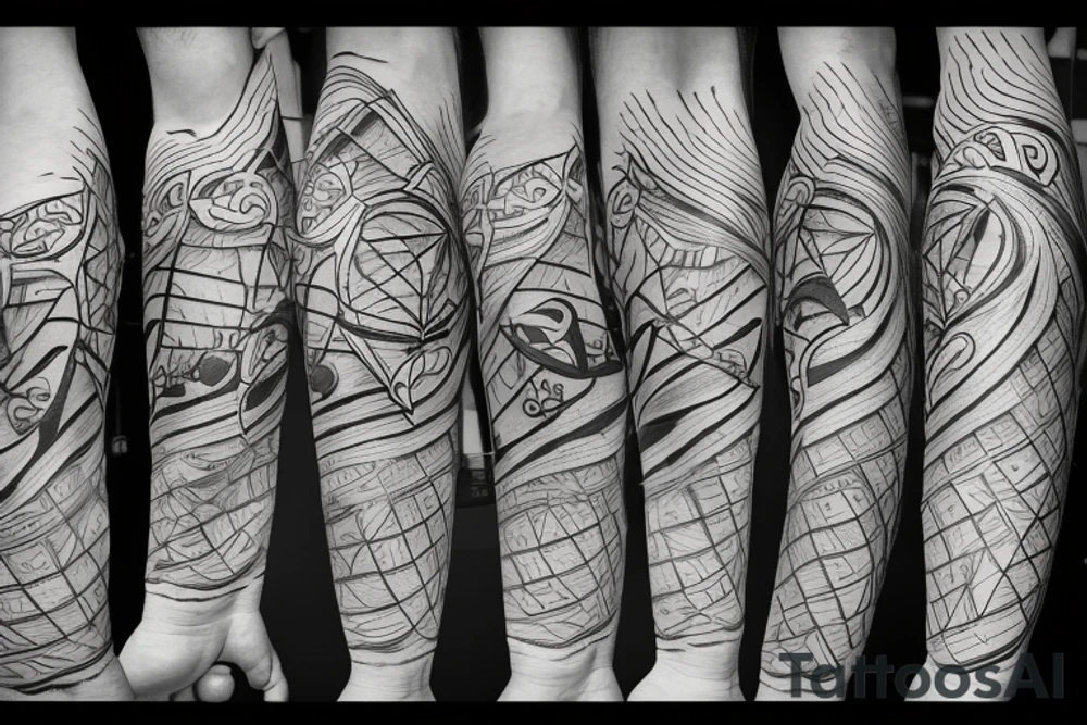 Design a tattoo on a white background. There is a stickman that has a snowboard attached to his feet. On his head, he wears a helmet with goggles. He's got his hands stretched and he holds a bar to which a kite is attached - the one used for kitesurfing. tattoo idea