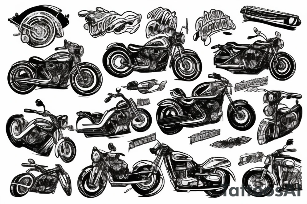 a motorcycle that rides on a guitar tattoo idea