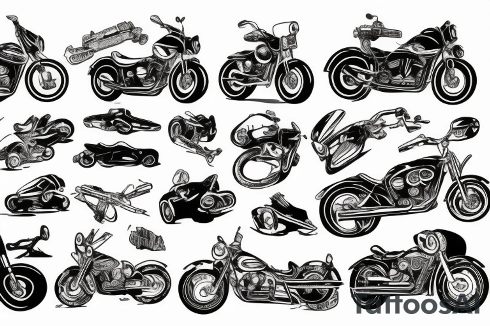 a motorcycle that rides on a guitar tattoo idea