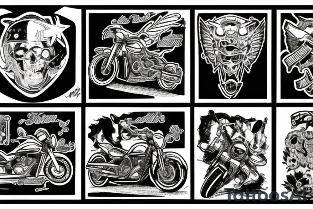 a motorcycle that rides on a guitar tattoo idea