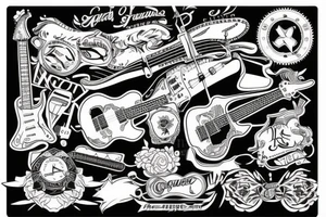 guitar with motorcycle tattoo idea