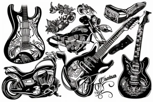 guitar with motorcycle tattoo idea