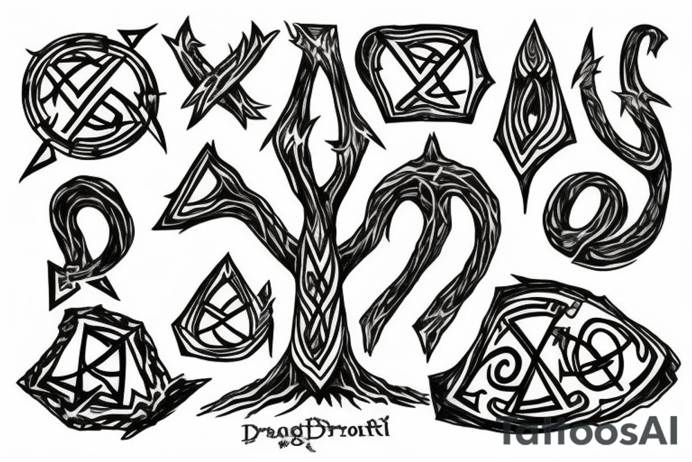 yggdrasil whose roots are the rune algiz tattoo idea