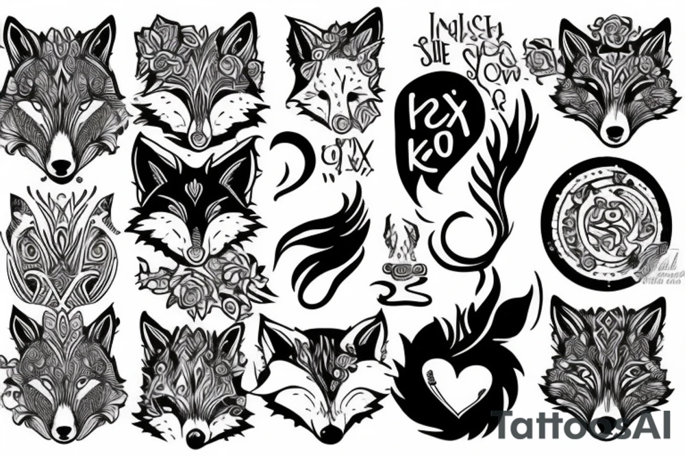 Karma, self love, fox, dagger tattoo idea