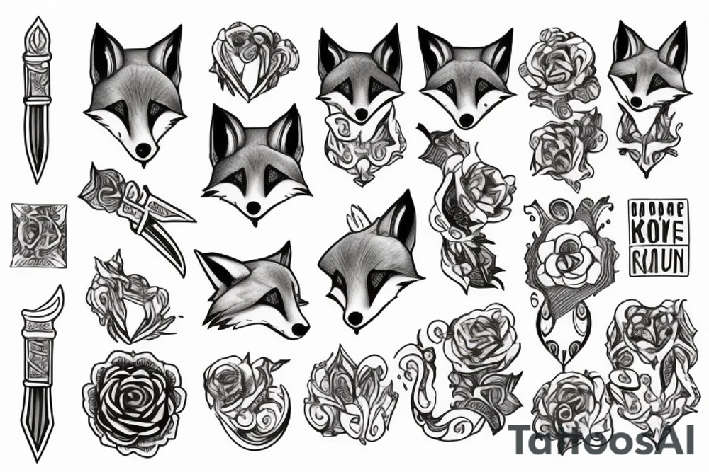 Karma, self love, fox, dagger tattoo idea