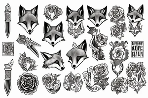 Karma, self love, fox, dagger tattoo idea