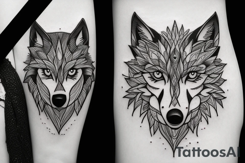 wolf and stars tattoo idea