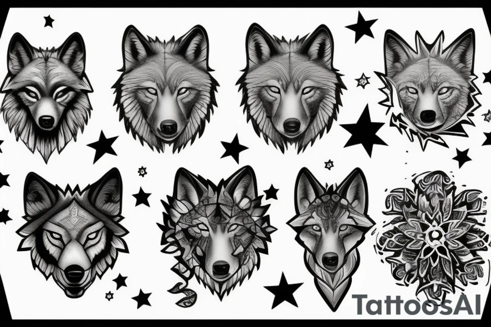 wolf and stars tattoo idea